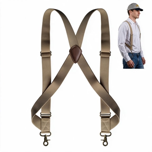 Men's Suspender Heavy Duty 2 Hook Suspenders for Men Adjustable Braces 1.4 Inch Wide Big and Tall Men Side Hook