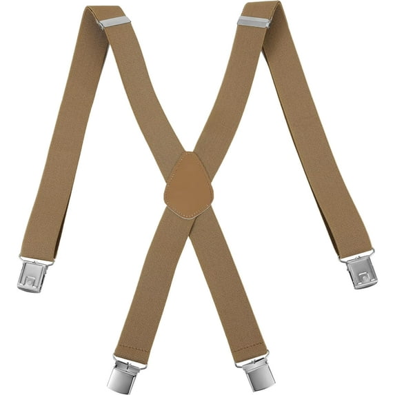 Men's Suspenders 1.4" Wide Adjustable Elastic X Back Style Suspenders With Strong Metal Clips