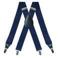thumbnail image 1 of Men's Suspenders 4 Clips Elastic Straps 1.38 Inch Wide Solid Color Adjustable Heavy Duty Pants Adult Suspenders for Men Dark Blue, 1 of 7