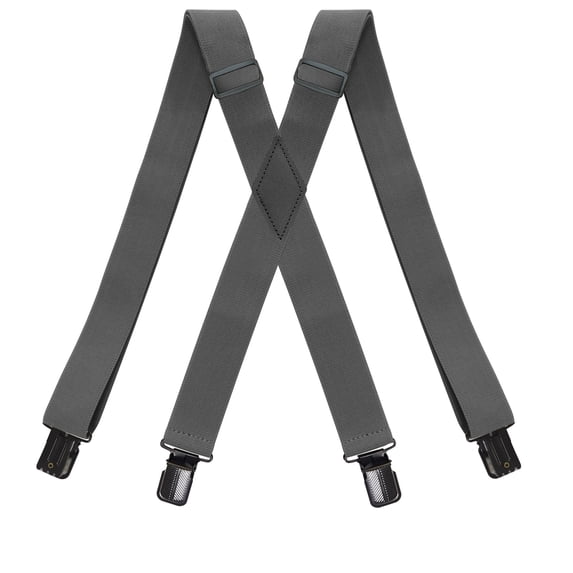 Men's Suspenders Grey X-Back 1.4 Inches Wide 4-Clips Adjustable Suspenders