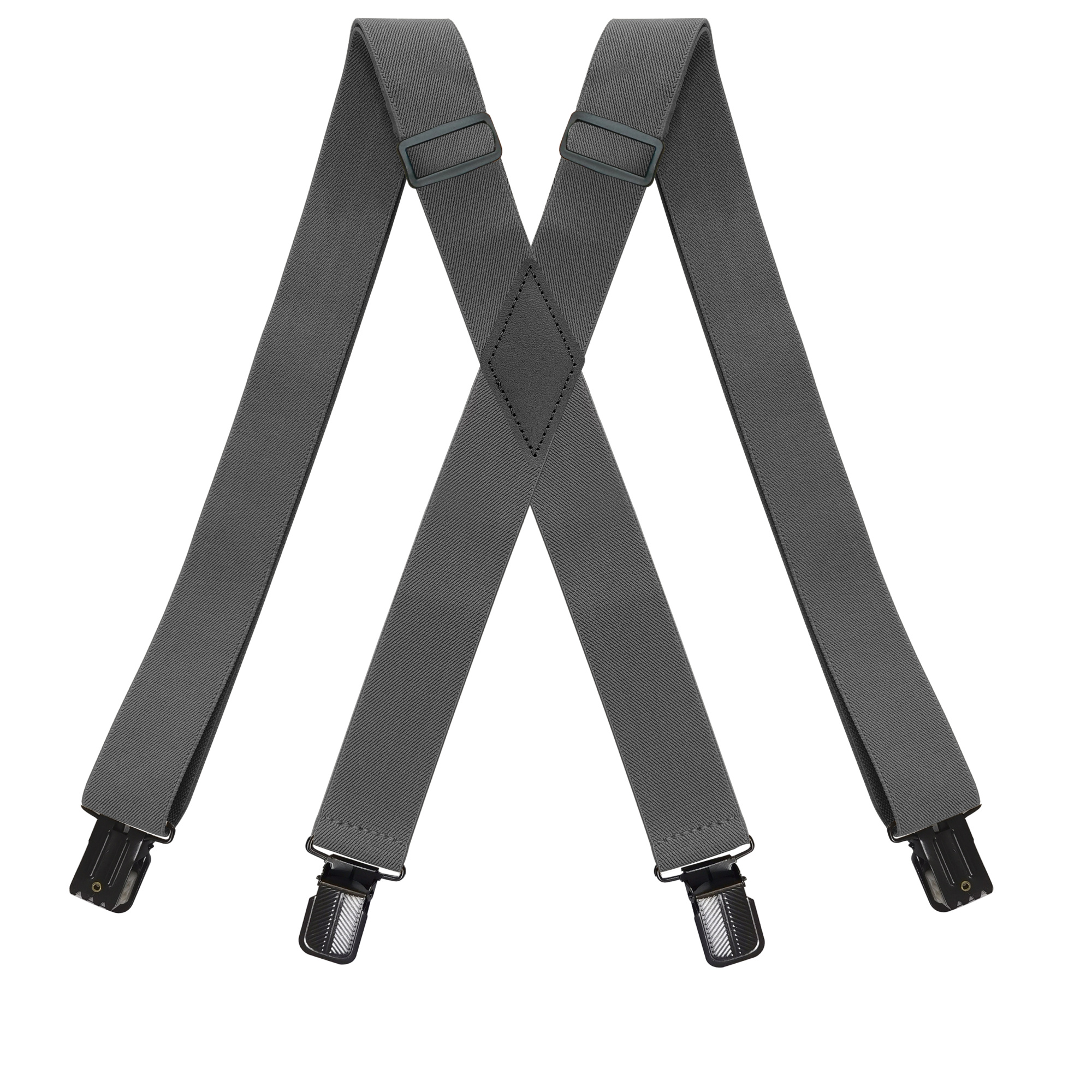 Men's Suspenders Grey X-Back 1.4 Inches Wide 4-Clips Adjustable ...