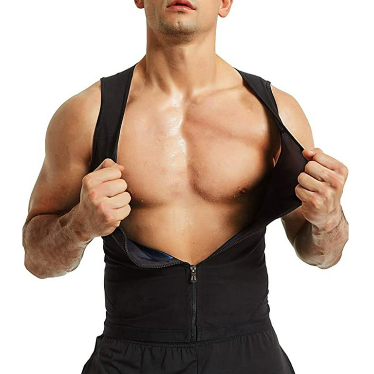 Men's Sweat Vest Body Shaper Sauna Suit Slimming Polymer Weight Loss  Workout Zipper Tank Top