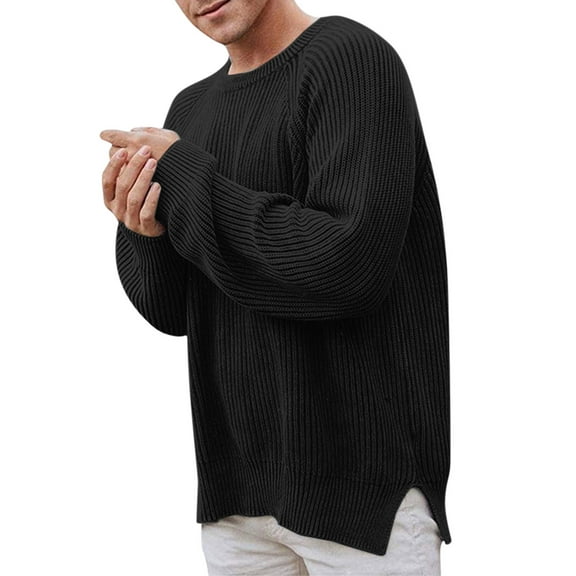 Men's Sweater Coat Autumn Winter Warm Knit Raglan Sleeve Casual Long Sleeve Round Neck Pullover Soft Comfortable Stylish Outerwear