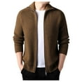 thumbnail image 1 of Men's Sweater Coat Full Zip Cardigan Casual Lapel Collar Raglan Sleeve Soft Knit Warm Winter Outfit Stylish Comfortable, 1 of 2