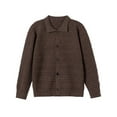 thumbnail image 1 of Men's Sweater Coat Lapel Collar Long Sleeve Button Down Color Block Solid Cardigan Jacket Coffee M, 1 of 8