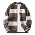 thumbnail image 1 of Men's Sweater Coat Long Sleeve Button Down Crewneck Color Block Knit Cardigan Outerwear Coffee M, 1 of 5