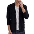 thumbnail image 1 of Men's Sweater Coat Long Sleeve Button Down Solid Knit Cardigan Outerwear with Pockets Black L, 1 of 3