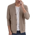 thumbnail image 1 of Men's Sweater Coat Long Sleeve Button Down Solid Knit Cardigan Outerwear with Pockets Coffee M, 1 of 3