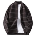 thumbnail image 1 of Men's Sweater Coat Long Sleeve Mock Neck Zip Up Color Block Textured Chunky Knit Cardigan Jacket Coffee 4XL, 1 of 6