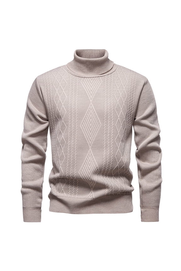 Men's Sweater Fall Winter 2 in 1 Pullover Tops Casual Solid Collared Sweaters Warm Knit Sweater Khaki L