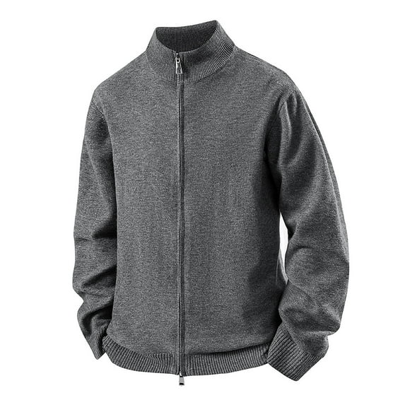 Men's Sweater Jacket Double Zipper Cardigan Solid Warm Stand Up Collar Knitted Sweater Top Men'S Long Sleeved Stand Up Collar Shirts Trendy 2025 Fall Winter Clothes