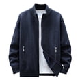 thumbnail image 1 of Men's Sweater Jackets Full Zip Hoodless Fall Winter Casual Knit Coat with Zipper Pockets Long Sleeve Outwear (3XL, Dark Blue), 1 of 5