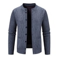 thumbnail image 1 of Men's Sweater Long Sleeve Crewneck Solid Cable Knit Button Down Cardigan Outerwear with Pockets Dark Gray 2XL, 1 of 9