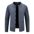 thumbnail image 1 of Men's Sweater Long Sleeve Crewneck Solid Cable Knit Button Down Cardigan Outerwear with Pockets Dark Gray XL, 1 of 9