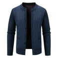 thumbnail image 1 of Men's Sweater Long Sleeve Crewneck Solid Cable Knit Button Down Cardigan Outerwear with Pockets Navy XL, 1 of 5