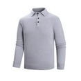thumbnail image 1 of Men's Sweater Long Sleeve Half Button Lapel Collar Solid Knit Basic Top Gray 2XL, 1 of 6