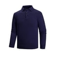 thumbnail image 1 of Men's Sweater Long Sleeve Half Button Lapel Collar Solid Knit Basic Top Navy 3XL, 1 of 6