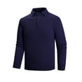 thumbnail image 1 of Men's Sweater Long Sleeve Half Button Lapel Collar Solid Knit Basic Top Navy L, 1 of 6