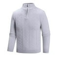 thumbnail image 1 of Men's Sweater Long Sleeve Half Zip Mock Neck Solid Ribbed Knit Pullover Top Gray M, 1 of 4