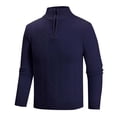 thumbnail image 1 of Men's Sweater Long Sleeve Half Zip Mock Neck Solid Ribbed Knit Pullover Top Navy M, 1 of 4