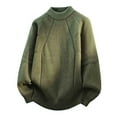 thumbnail image 1 of Men's Sweater Long Sleeve Mock Neck Solid Cable Knitted Soft Pullover Tops Green 3XL, 1 of 3