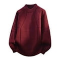 thumbnail image 1 of Men's Sweater Long Sleeve Mock Neck Solid Cable Knitted Soft Pullover Tops Red 2XL, 1 of 3