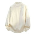 thumbnail image 1 of Men's Sweater Long Sleeve Mock Neck Solid Cable Knitted Soft Pullover Tops White 4XL, 1 of 8