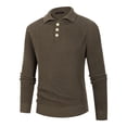 thumbnail image 1 of Men's Sweater Long Sleeve Quarter Button Stand Collar Solid Chunky Knit Pullover Tops Olive Green M, 1 of 8