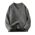 thumbnail image 1 of Men's Sweater Long Sleeve V Neck Solid Ribbed Cable Knit Soft Pullover Top Gray 2XL, 1 of 6