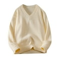 thumbnail image 1 of Men's Sweater Long Sleeve V Neck Solid Ribbed Cable Knit Soft Pullover Top White 2XL, 1 of 9