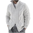 thumbnail image 1 of Men's Sweater Long Sleeve Zip Up Stand Collar Textured Cable Knit Cardigan Jacket Gray XL, 1 of 4