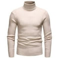 thumbnail image 1 of Men's Sweater Ribbed Turtleneck Slim Fit Pullover Casual Long Sleeves Basic Top Beige L, 1 of 2