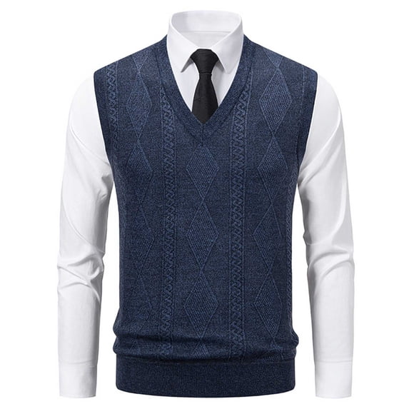 Men's Sweater Vest Ribbed Knitted Sleeveless V Neck Pullover Tank Dark Gray L