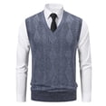thumbnail image 1 of Men's Sweater Vest Ribbed Knitted Sleeveless V Neck Pullover Tank Gray 2XL, 1 of 5