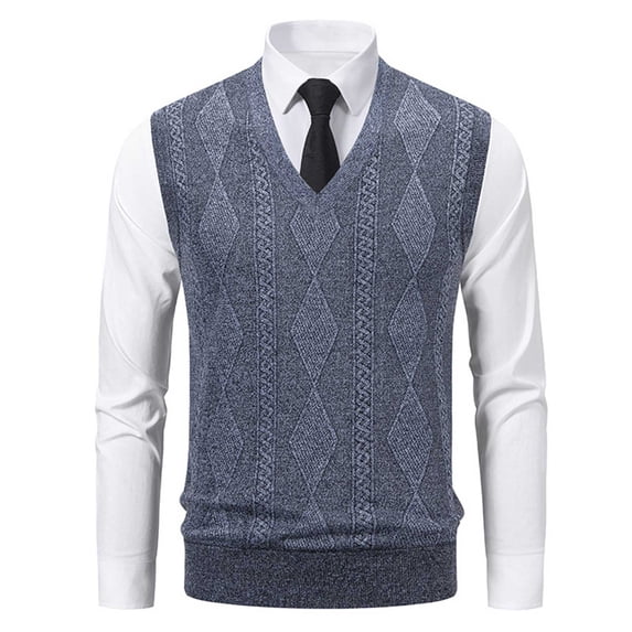 Men's Sweater Vest Ribbed Knitted Sleeveless V Neck Pullover Tank Gray 2XL