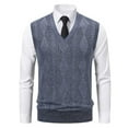 thumbnail image 1 of Men's Sweater Vest Ribbed Knitted Sleeveless V Neck Pullover Tank Gray L, 1 of 5