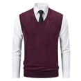thumbnail image 1 of Men's Sweater Vest Ribbed Knitted Sleeveless V Neck Pullover Tank Wine L, 1 of 5