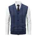 thumbnail image 1 of Men's Sweater Vest Sleeveless V Neck Botton Down Cable Knitted Cardigan Tank with Pockets Dark Blue XL, 1 of 5