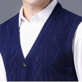 thumbnail image 1 of Men's Sweater Vest Sleeveless V Neck Button Down Cardigan Knitted Tank with Pockets Navy 3XL, 1 of 6