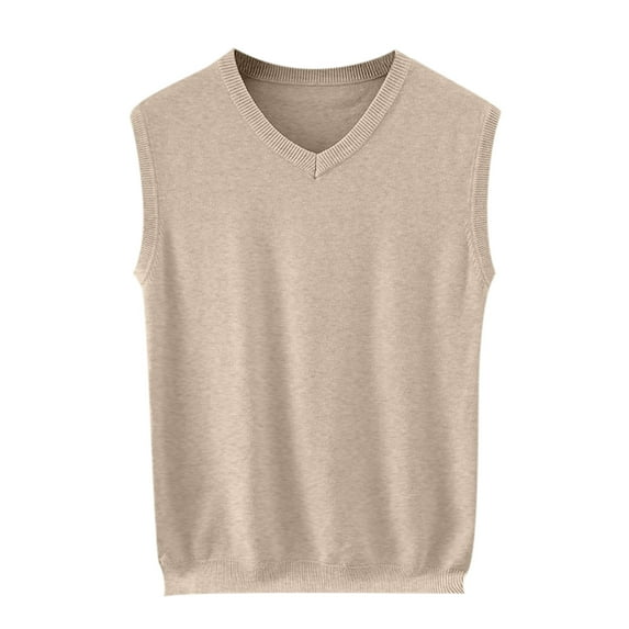 Men's Sweater Vest Sleeveless V Neck Solid Knit Basic Soft Pullover Tank Dark Gray 3XL