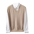 thumbnail image 1 of Men's Sweater Vest Sleeveless V Neck Solid Knit Pullover Tank Beige M, 1 of 8