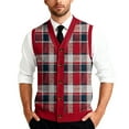 thumbnail image 1 of Men's Sweater Vest V Neck Button Down Sleeveless Cardigan Argyle Sweater Vest, 1 of 7