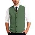 thumbnail image 1 of Men's Sweater Vest V-Neck Sleeveless Cardigan Loose Button up Knitted Fall Winter Basic Color Heavy Knitwear, 1 of 7