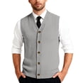 thumbnail image 1 of Men's Sweater Vest V-Neck Sleeveless Cardigan Loose Button up Knitted Fall Winter Basic Color Heavy Knitwear, 1 of 7