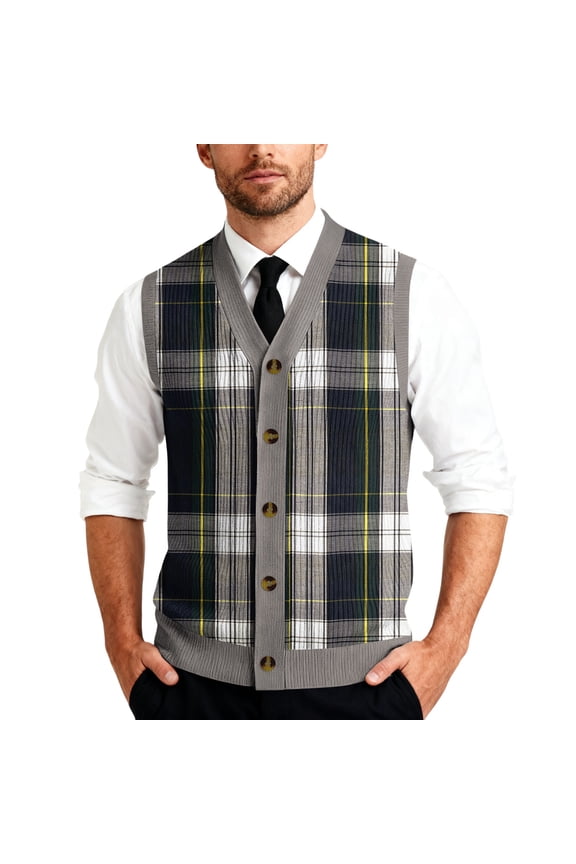 Men's Sweater Vest V-Neck Sleeveless Knitted Cardigan Big and Tall Argyle Sweater Vest