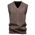 thumbnail image 1 of Men's Sweater Vests V Neck Sleeveless Pullover Knit Tops Casual Stretchy Lightweight Fall Winter Argyle Sweaters (XXL, Coffee), 1 of 4