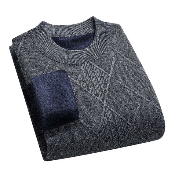 Men's Sweaters Casual Button Up Wool Blend Jacket V Neck Soft Knitted Plaid Pockets Cardigan Winter Warm Jacket (L, Gray)