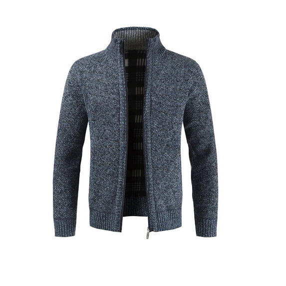 Men's Sweaters Coats Casual Slim Full Zip Thick Knitted Cardigan Sweaters with Pockets