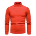 thumbnail image 1 of Men's Sweaters Ribbed Slim Fit Knitted Pullover Autumn Winter Turtleneck Solid Color Sweater Men Orange M, 1 of 4
