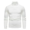 thumbnail image 1 of Men's Sweaters Ribbed Slim Fit Knitted Pullover Autumn Winter Turtleneck Solid Color Sweater Men White 4XL, 1 of 6